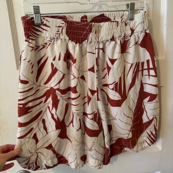 Madewell Palm Print Baggy Pull-On Bermuda Shorts - Size S - Picture 2 of 3
